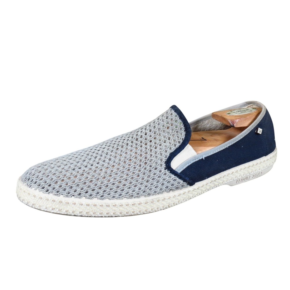 Rivieras Leisure Shoes Mens Slip On Loafers Size 45 Casual Summer Navy Gray Mesh